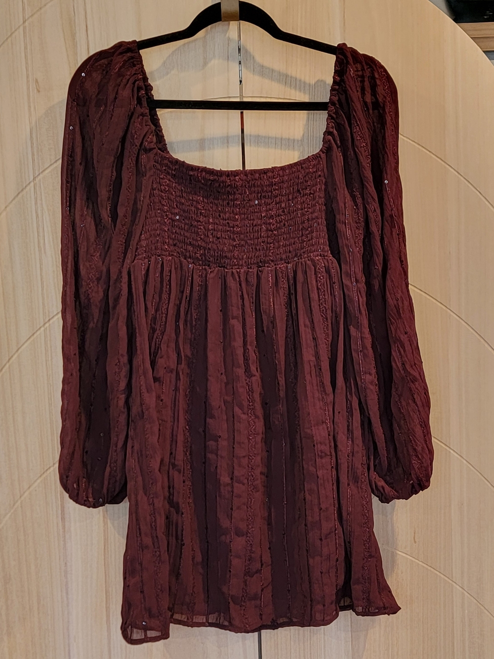 Altar'd State Burgundy Smocked Mini Dress